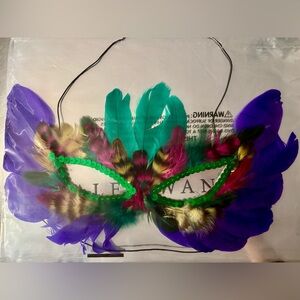 MARDI GRAS Colorful Feathered Masquerade Mask